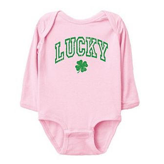 Lucky Clover Distressed Baby Long Sleeve Bodysuit