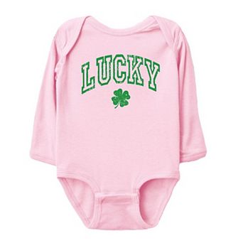 Lucky Clover Distressed Baby Long Sleeve Bodysuit