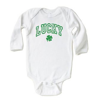 Lucky Clover Distressed Baby Long Sleeve Bodysuit
