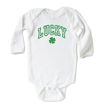 Lucky Clover Distressed Baby Long Sleeve Bodysuit