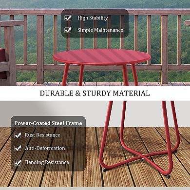 18-inch Small Round Side Table Outdoor Side Table Black Patio End Table with Adjustable Feet