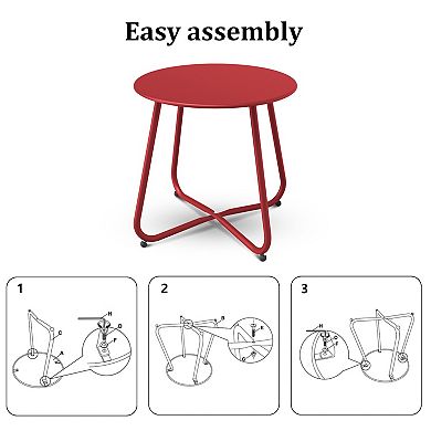 18-inch Small Round Side Table Outdoor Side Table Black Patio End Table with Adjustable Feet