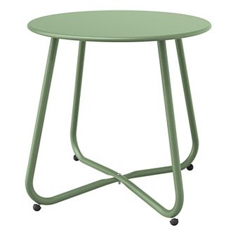 18-inch Small Round Side Table Outdoor Side Table Black Patio End Table with Adjustable Feet