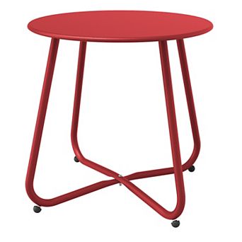 18-inch Small Round Side Table Outdoor Side Table Black Patio End Table with Adjustable Feet