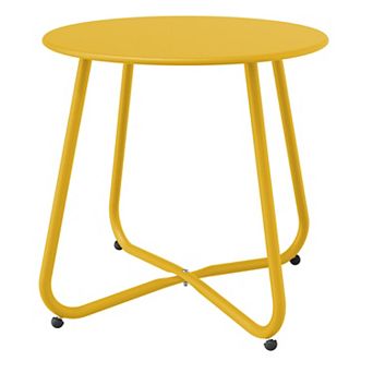 18-inch Small Round Side Table Outdoor Side Table Black Patio End Table with Adjustable Feet