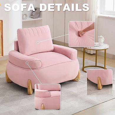 SERWALL Oversized Velvet Accent Armchair with a Large Removable Ottoman