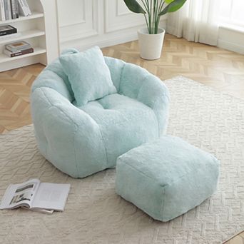 Oversized Velvet Accent Sofa Chair with Ottoman