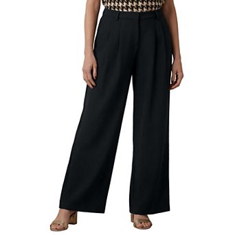 Jessica London Women's Plus Size Wide Leg Pleated Trouser
