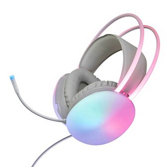 GabbaGoods Rainbow LED Light Gaming Headphones with Adjustable LED Microphone.