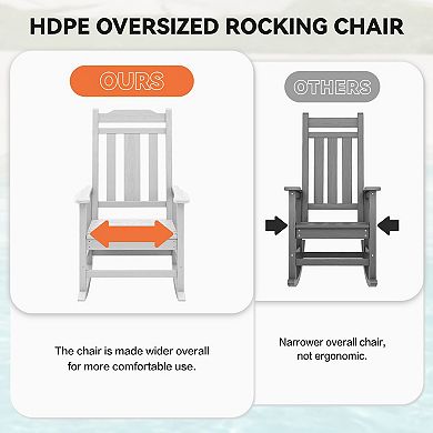 Outdoor Patio HDPE Rocking Chair, Extra Wide Seat
