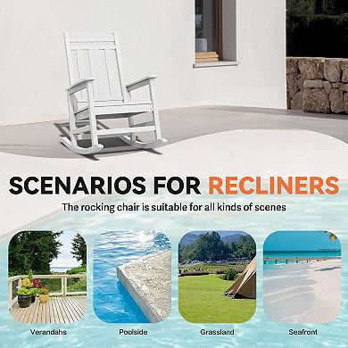 Outdoor Patio HDPE Rocking Chair, Extra Wide Seat