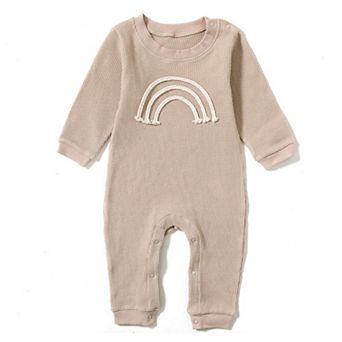 Baby Boys Girls Gender Neutral Sand Rainbow Long-Sleeve Romper