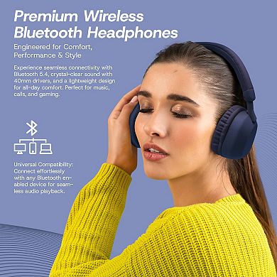 GabbaGoods Aura Over Ear Noise Reduction Bluetooth Headphones with Microphone