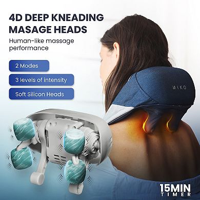 Miko Shiatsu Neck and Back Massager Hands Free with Soothing Heat - App Controlled