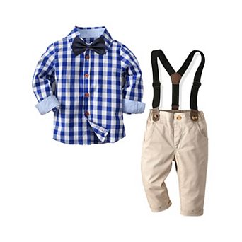 Toddler Boys Blue Checkered Top with Khakis