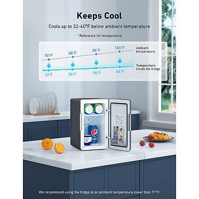 AstroAI 8 Can Mini Fridge 6 Liter Refridgerator for Dorm Room, Bedroom
