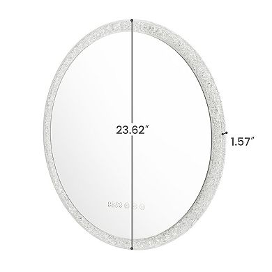 Round Bathroom Mirror with LED Ring Light, Touchscreen