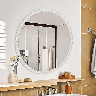 Round Bathroom Mirror with LED Ring Light, Touchscreen