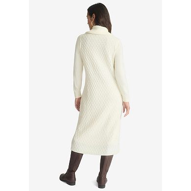 Jessica London Women's Plus Size Textured Cowlneck Sweater Dress
