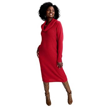 Jessica London Women's Plus Size Textured Cowlneck Sweater Dress