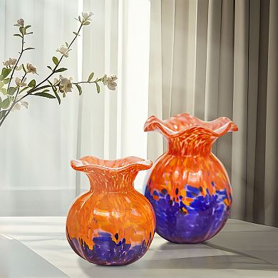Luxury Lane Hand Blown Small Confetti Art Glass Bubble Bud Flower Vase