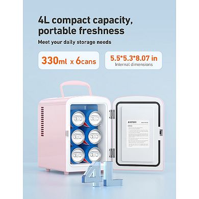 AstroAI Mini Fridge, 4 Liter/6 Can AC/DC Portable Thermoelectric Cooler Refrigerators