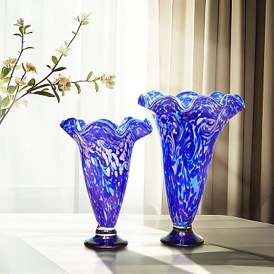 Luxury Lane Hand Blown Confetti Art Glass Flower Vase