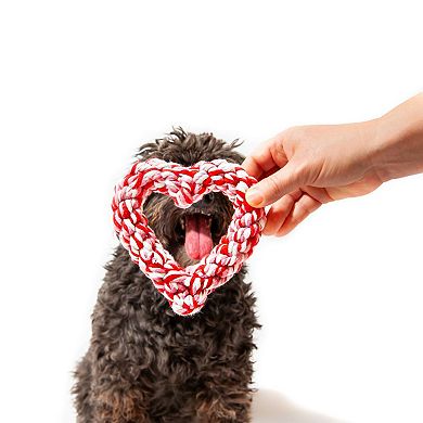 Midlee Valentine's Heart Rope Dog Toy (6" x 6")- Cotton Chew Gift