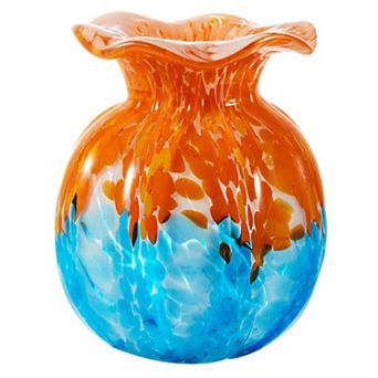 Luxury Lane Hand Blown Small Confetti Art Glass Bubble Bud Flower Vase