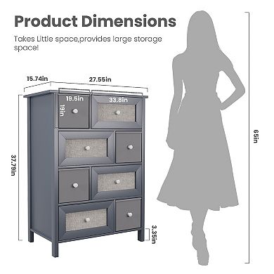 Serwall White 8-drawer Fabric Storage Cabinet with Round Pulls