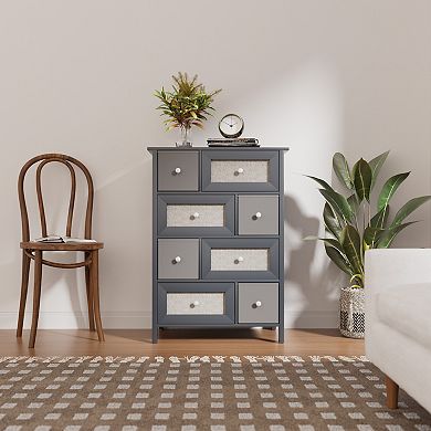 Serwall White 8-drawer Fabric Storage Cabinet with Round Pulls