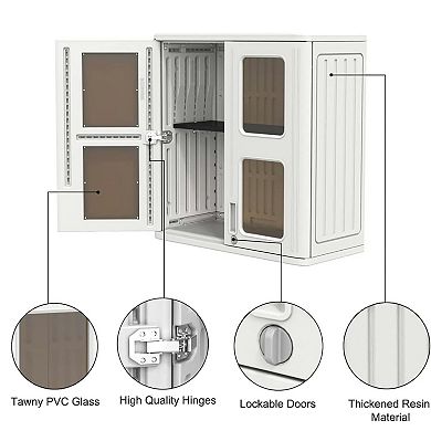 Resin Wall Cabinet, Outdoor Storage Cabinet with Doors,Lockable Cabinet for Garage, Kitchen