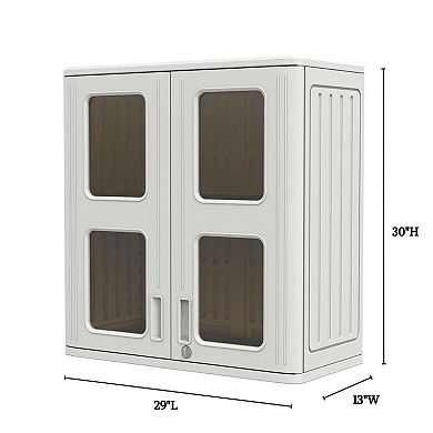 Resin Wall Cabinet, Outdoor Storage Cabinet with Doors,Lockable Cabinet for Garage, Kitchen