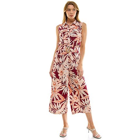 Женские комбинезоны Luxology Women's Luxology Floral Straight Leg Jumpsuit