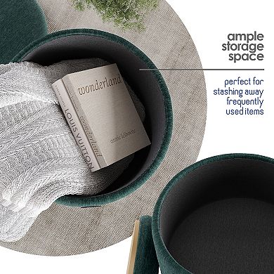 StoraeBud Textured Velvet Storage Ottoman