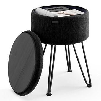 StoraeBud Textured Velvet Storage Ottoman