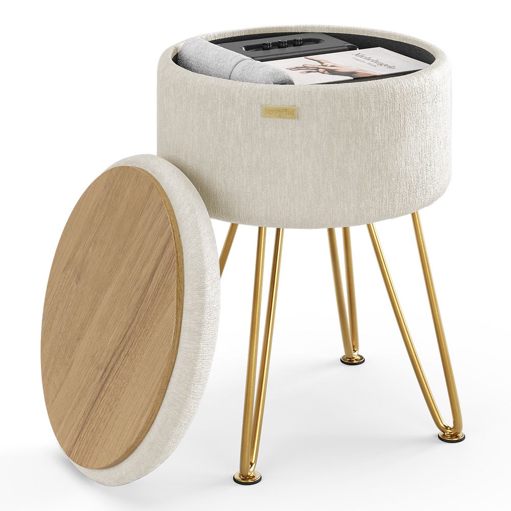 Image showcasing StoraeBud Textured Velvet Storage Ottoman
