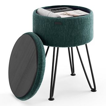 StoraeBud Textured Velvet Storage Ottoman