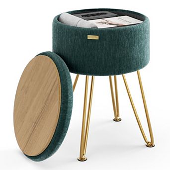StoraeBud Textured Velvet Storage Ottoman