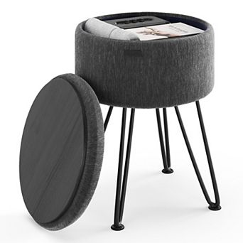 StoraeBud Textured Velvet Storage Ottoman