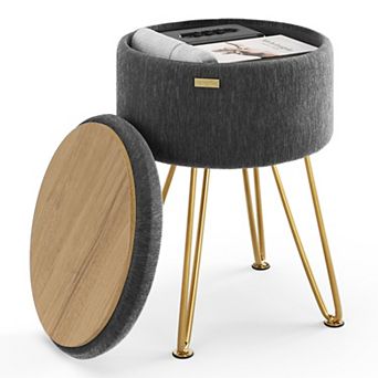 StoraeBud Textured Velvet Storage Ottoman