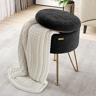 StorageBud Round Ottoman with Storage
