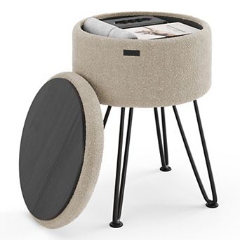 StorageBud Round Ottoman with Storage