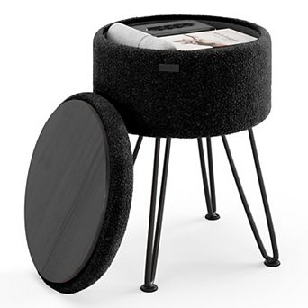 StorageBud Round Ottoman with Storage