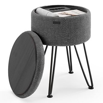 StorageBud Round Ottoman with Storage