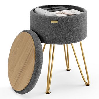 StorageBud Round Ottoman with Storage