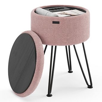 StorageBud Round Ottoman with Storage
