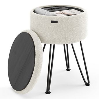 StorageBud Round Ottoman with Storage