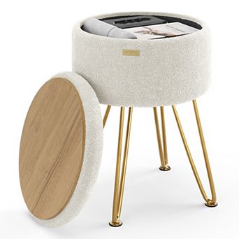 StorageBud Round Ottoman with Storage