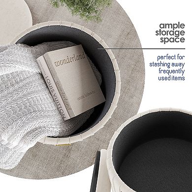 StorageBud Pleated Velvet Storage Ottoman